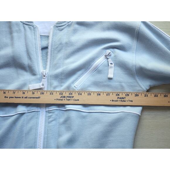 JACKET-ADRIENNE VITTADINI-Light Blue-Large White Zippers-Pockets-Size MED - Picture 6 of 10